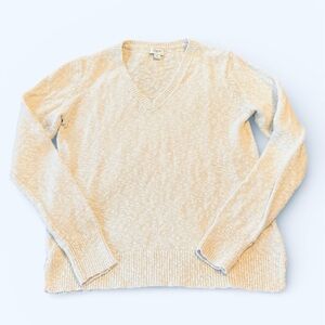 J. Crew Women Sub Cotton blend Cream V-Neck Sweater Size Medium neutral palette